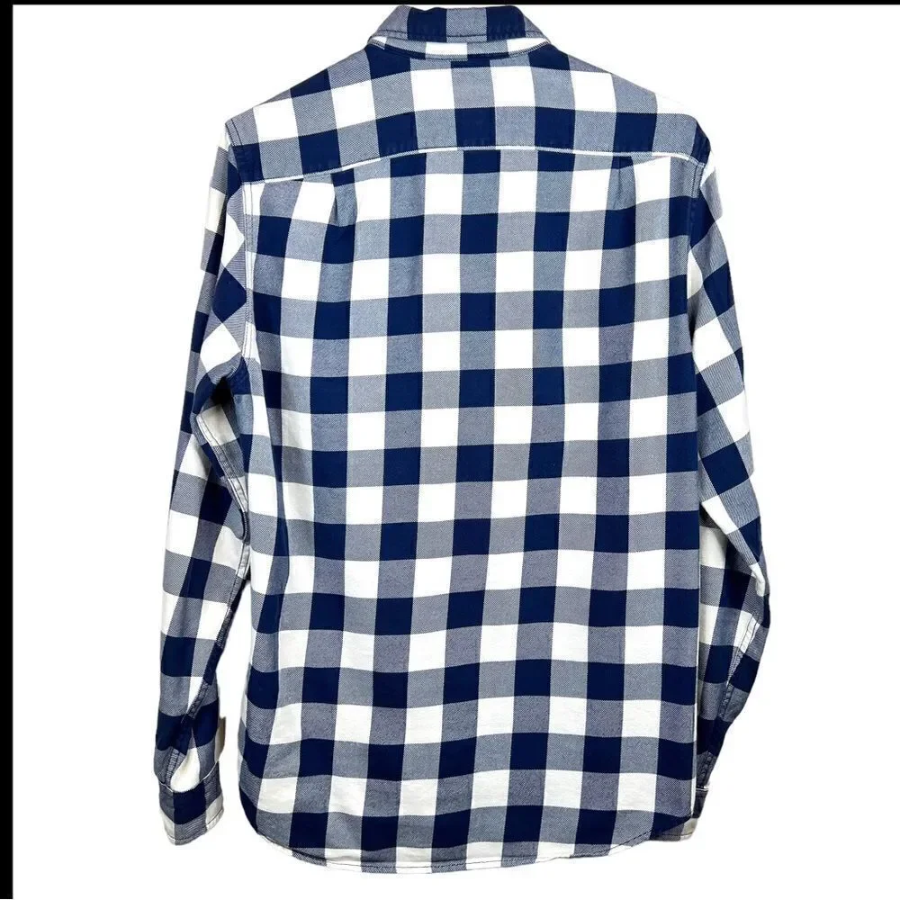 J.Crew Sportmen's Outfitter Long Sleeve Button Up Shirt Blue & White Men's Small